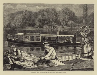 Dampfen und Staken, eine Skizze in der Nähe von Cliveden Woods